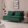 Modern Armless Loveseat Couch;  Armless Settee Bench;  Emerald Cotton Linen-59.8''