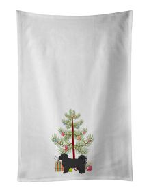 NEW Black Pekeapoo Christmas Tree Kitchen Towel Set of 2 White Dish Towels Decorative Bathroom Hand towel for Hand, Face, Hair, Yoga, Tea, Dishcloth