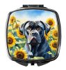 NEW Cane Corso in Sunflowers Compact Mirror Decorative Travel Makeup Mirror for Women Girls Gifts Pocket Makeup Mirror Folding Handheld