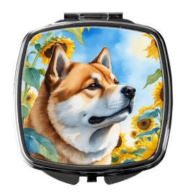 NEW Akita in Sunflowers Compact Mirror Decorative Travel Makeup Mirror for Women Girls Gifts Pocket Makeup Mirror Folding Handheld