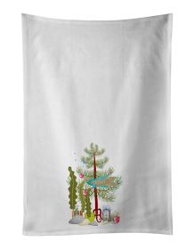 NEW Paradise Fish Merry Christmas Kitchen Towel Set of 2 White Dish Towels Decorative Bathroom Hand towel for Hand, Face, Hair, Yoga, Tea, Dishcloth