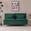 Modern Armless Loveseat Couch;  Armless Settee Bench;  Emerald Cotton Linen-59.8''