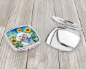 NEW White Poodle in Sunflowers Compact Mirror Decorative Travel Makeup Mirror for Women Girls Gifts Pocket Makeup Mirror Folding Handheld