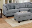 Modern 3pc Sectional Sofa Set Reversible Chaise Sofa Ottoman Gray Linen Like Fabric Living Room Furniture Couch