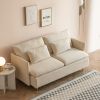 Modern Upholstered Loveseat Sofa;  Beige Cotton Linen-63.8''
