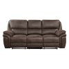Plush Modern Design Living Room Reclining Sofa Brown Microfiber Upholstery Solid Wood Frame Furniture 1pc