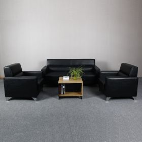 High Quality Executive Sofa for Office Modern Used Leather Reception Office Sofa Set (Color: Black, size: Set)