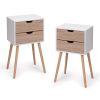 Nightstand with 2 Drawers, Bedside Tables with Solid Wood Legs and Storage, End Table, Side Table, Bedside Furniture for Bedroom, Living Room