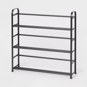 Small Space Metal Shoe Rack Black (Color: Black)