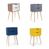 Set of 2 Wooden Modern Nightstand with 2 Drawers and 4 Solid Splayed Legs, Living Room Bedroom Furniture